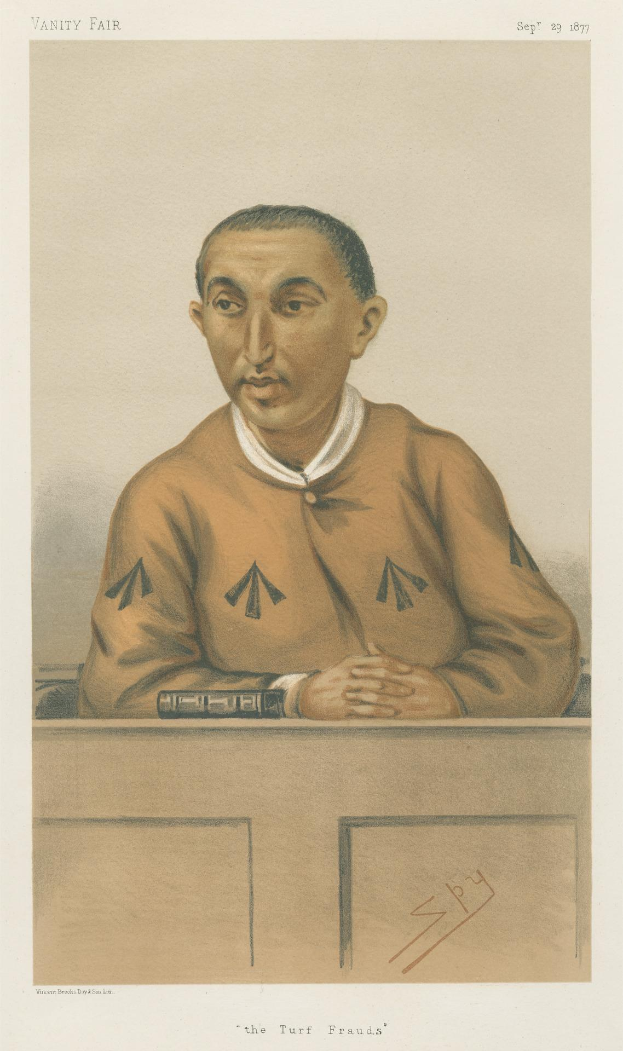 Ein Mann in einem weißen Hemd und dunklen Hosen sitzt an einem Tisch mit gefalteten Händen und zeigt einen ernsten Gesichtsausdruck, mit der Aufschrift "Die Rasenbetrüger" unten.