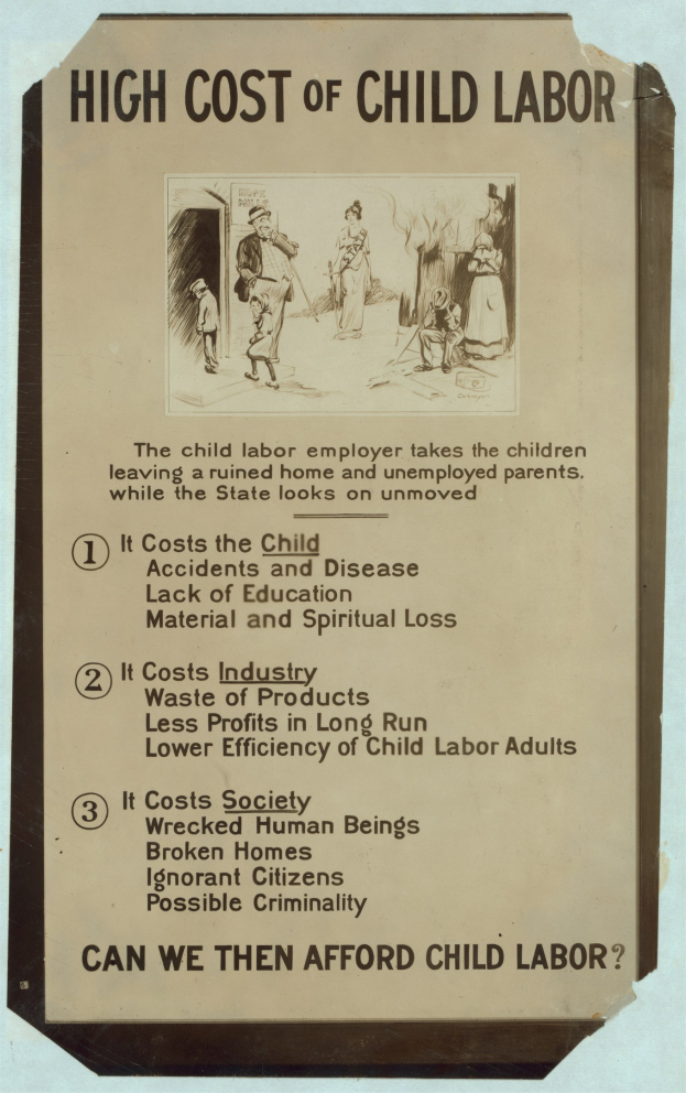 Blauer Plakat mit weißer Schrift und Rahmen mit der Überschrift "Hohes Kindesarbeit", das eine kreisförmige Anordnung von verschiedenen Gesichtern mit unterschiedlichen Emotionen zeigt.