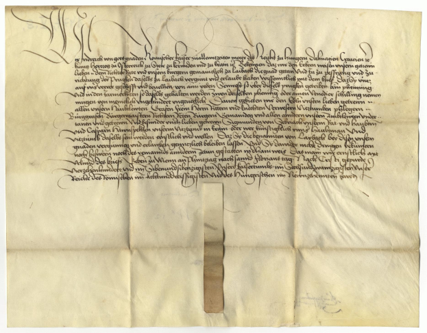Ein vergilbtes, altes Stück Papier mit schwarzer Handschrift von der deutschen Regierung, das die Freigabe einer Petition für den Tod eines Mannes anfordert.