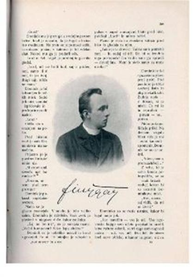 Ein Schwarz-Weiß-Foto eines Mannes in Priestergewändern, der mutmaßlich der erste Bischof der Kirche des Heiligen Grabes ist, mit ernster Miene und gefalteten Händen, der in die Ferne schaut.