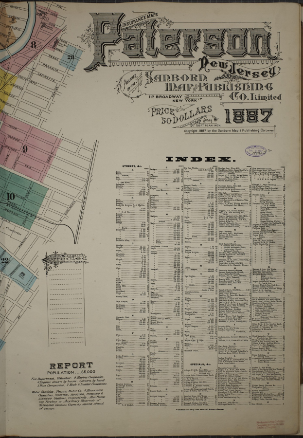 Ein altes Buch mit einer detaillierten Stadtkarte oben drauf, die Straßen und Sehenswürdigkeiten zeigt, begleitet von Text über die Stadtmerkmale.