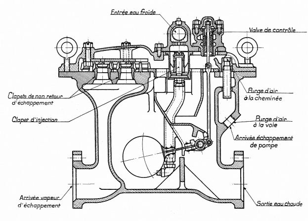 Ein beschriftetes Diagramm eines Automotors, das Kolben, Ventile und andere Komponenten zeigt, mit begleitendem Text, der seine Größe, Form und Design beschreibt.
