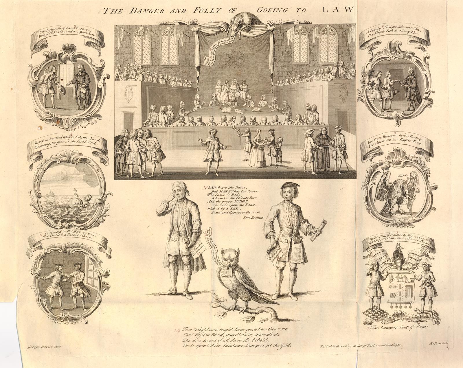 Eine Papierillustration, die verängstigte Menschen zeigt und vor den Gefahren rechtlicher Schritte warnt.